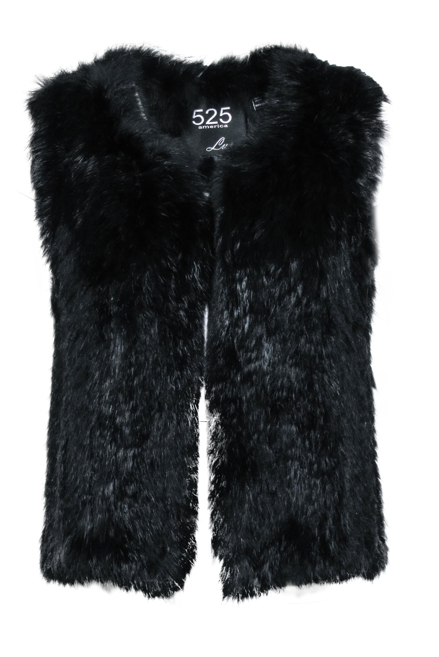 525 America Black Fox Fur Style Rabbit Vest - Size S