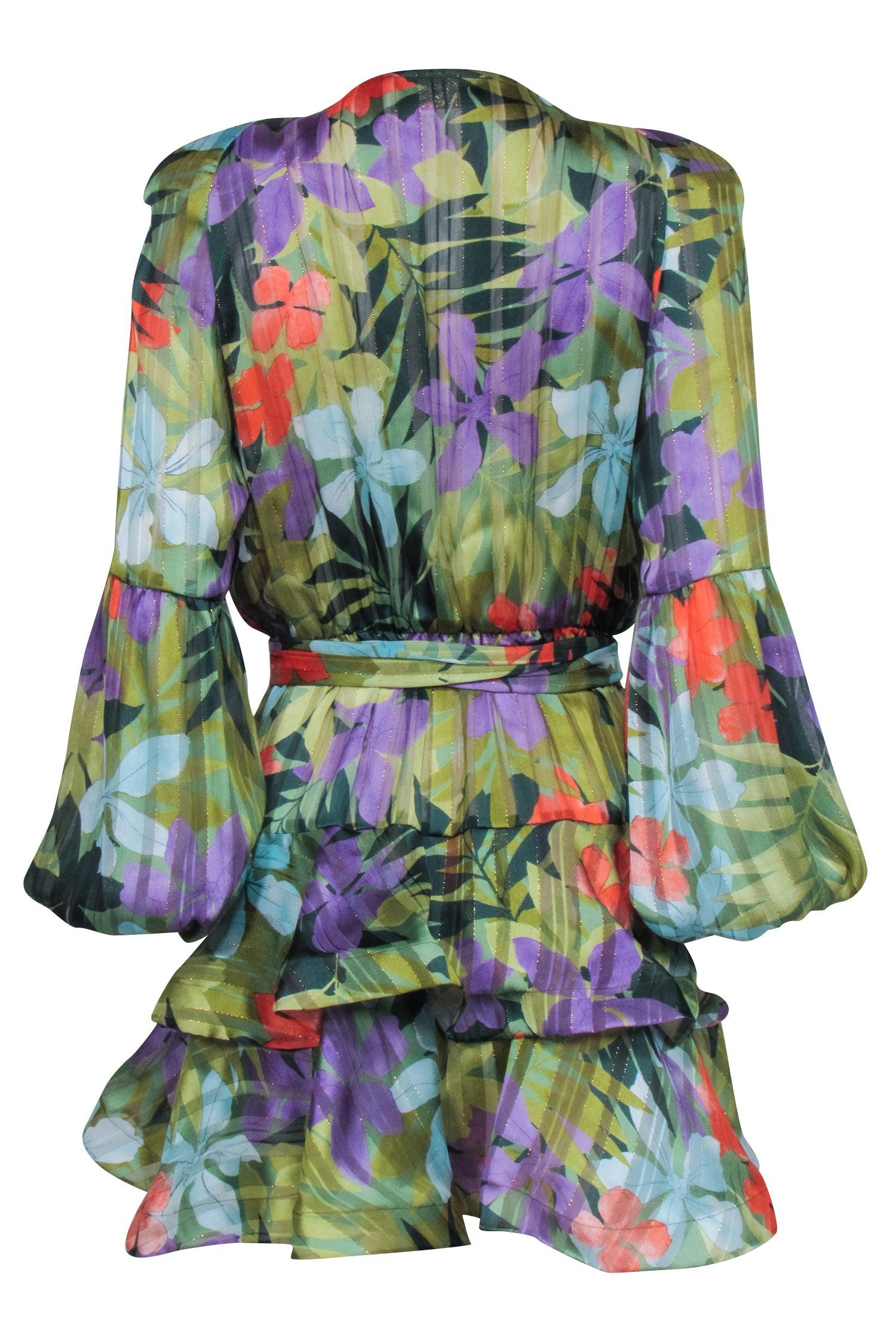 Bronx & Banco Tropical Paradise Ruffled Hem Mini Dress - Size 4