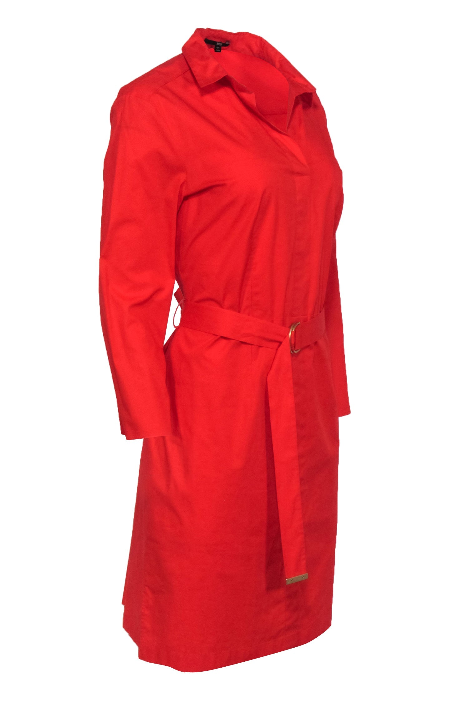 Hugo Boss - Red Hot Crop Sleeve Belted Shirt Dress in Size 10