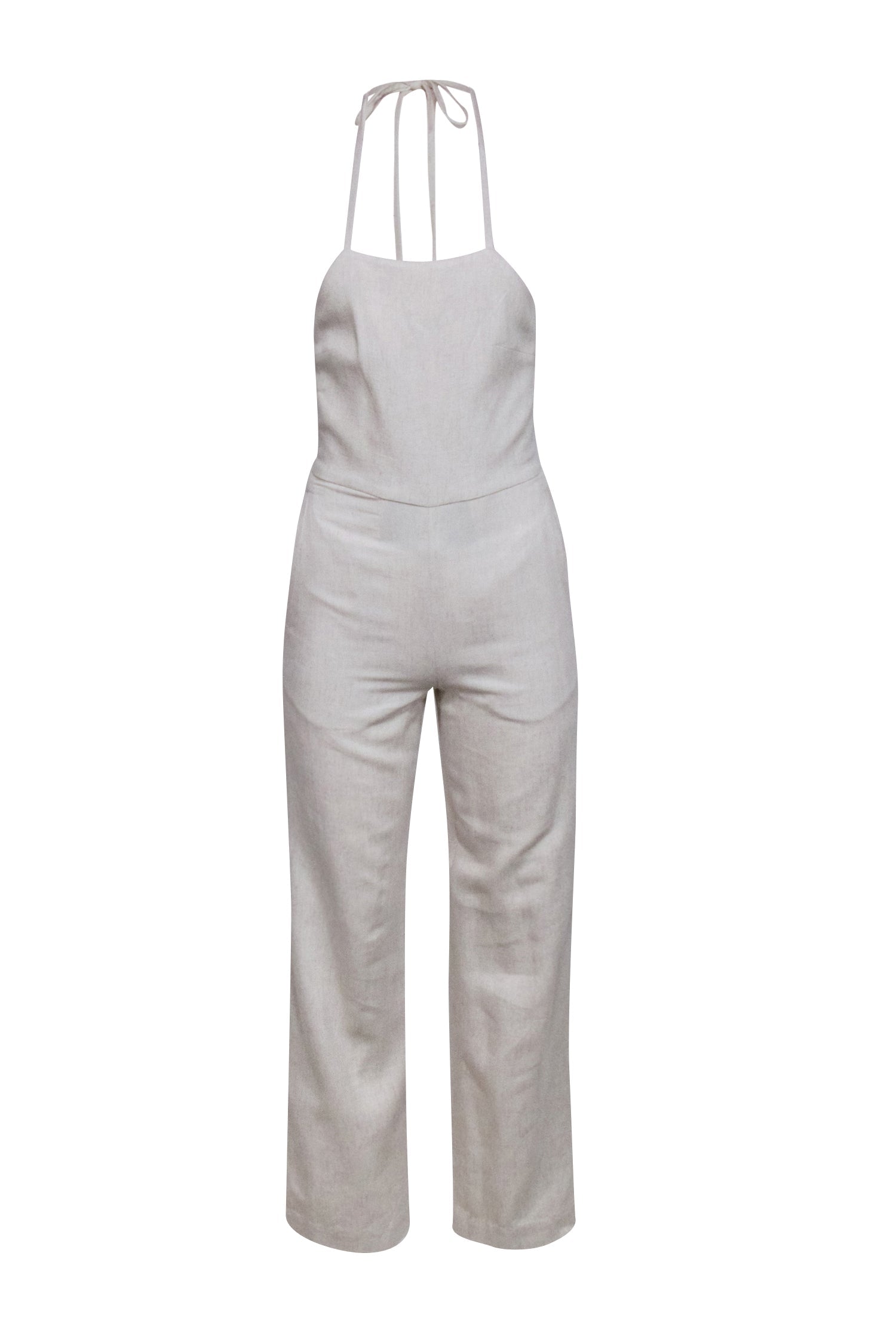 Club Monaco - Stunning Beige Linen Blend Halter Jumpsuit in Size 00