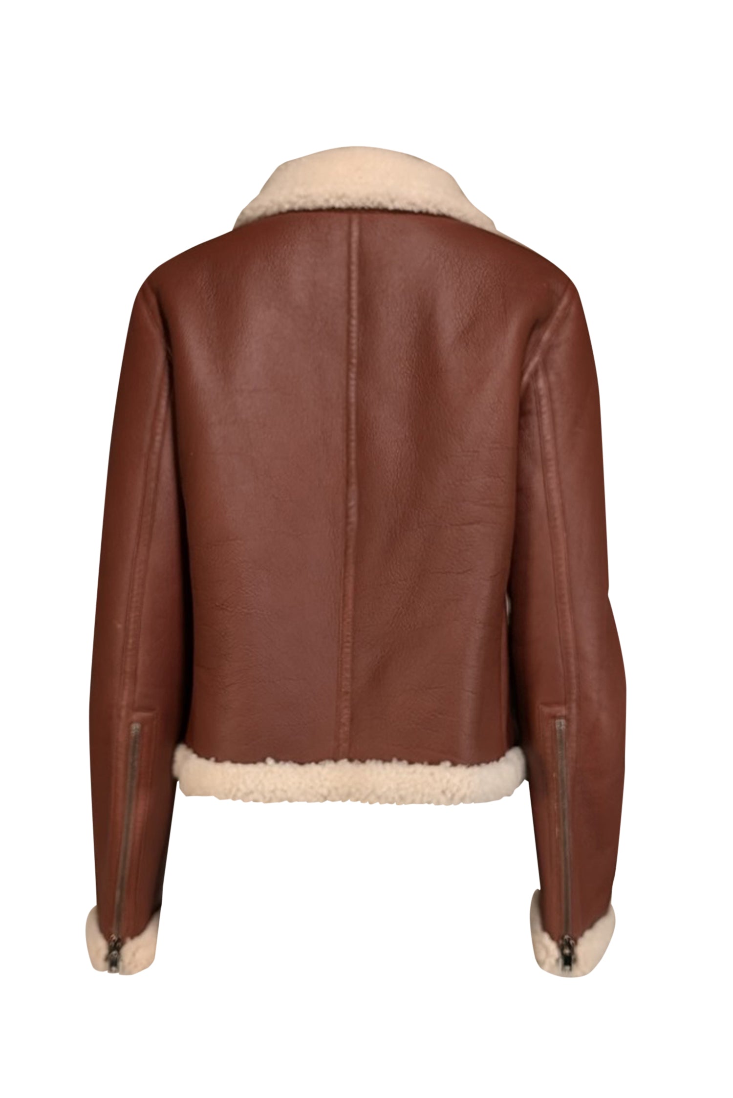 Theory Brown Sedona Relax Shearling Moto Lamb Leather Jacket - Size L