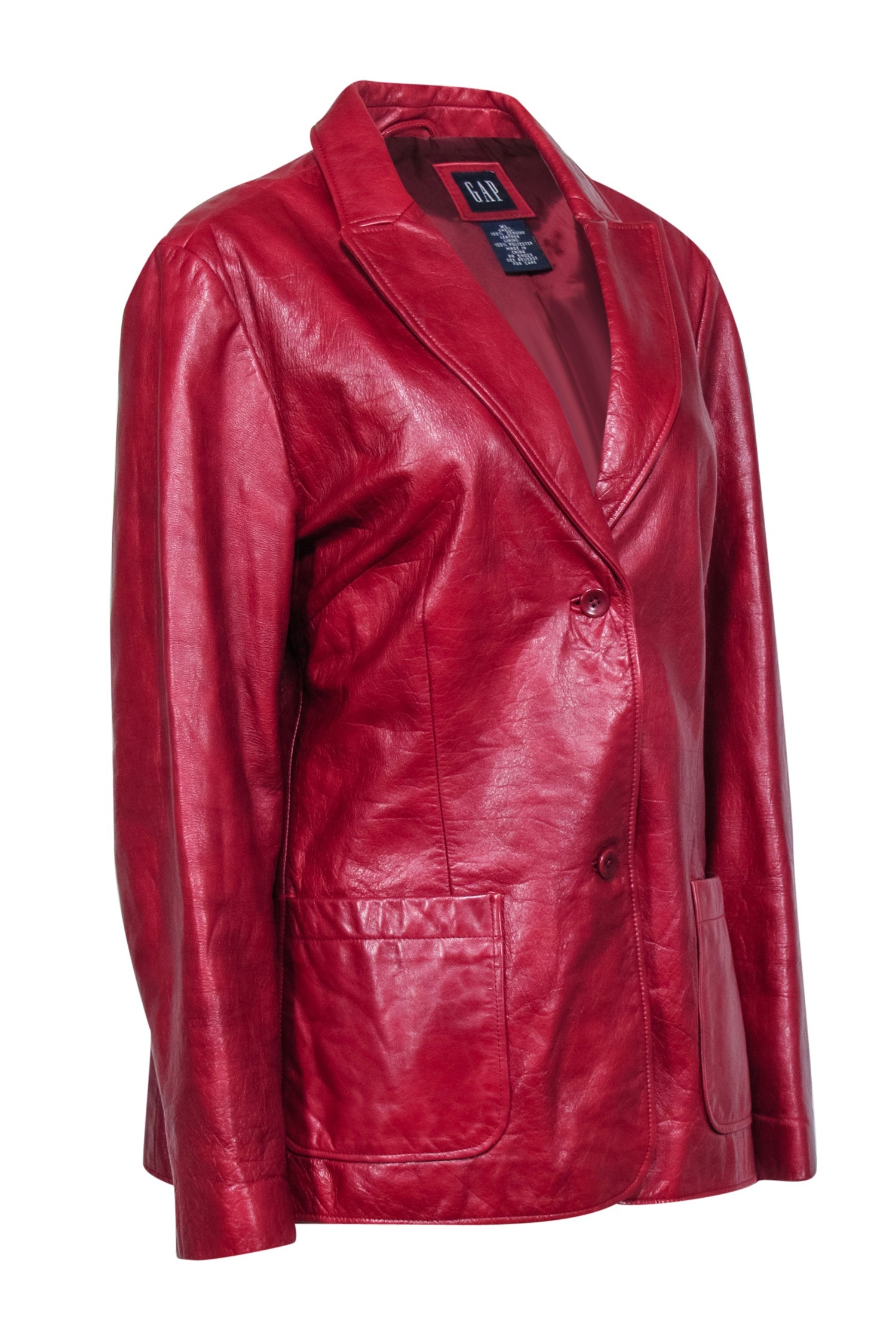 GAP - Stunning Red Textured Leather Vintage Jacket in Size XL