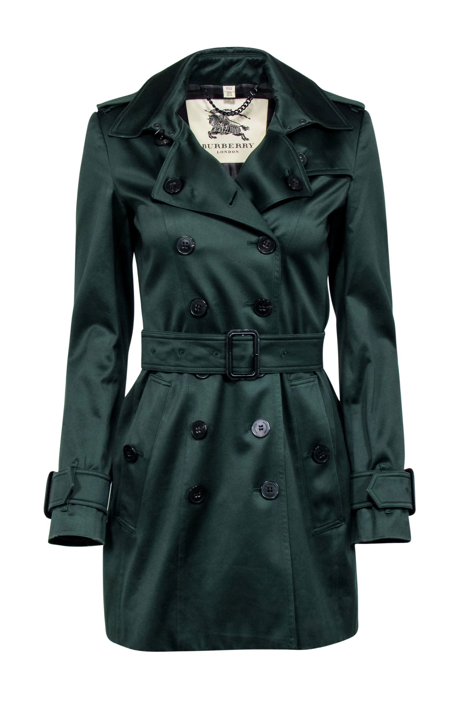 Burberry Hunter Green Classic Trench Coat - Size 4