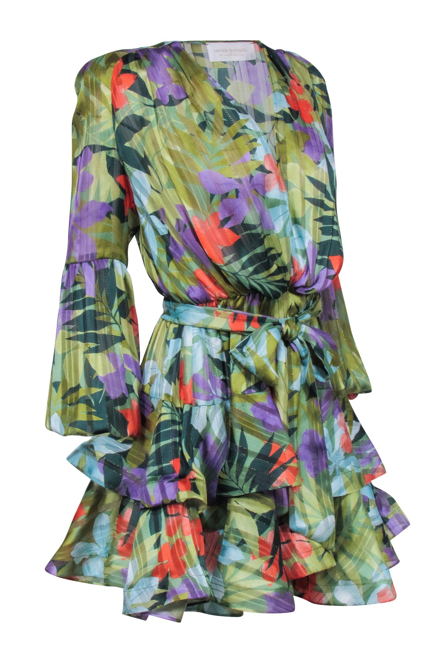 Bronx & Banco Tropical Paradise Ruffled Hem Mini Dress - Size 4