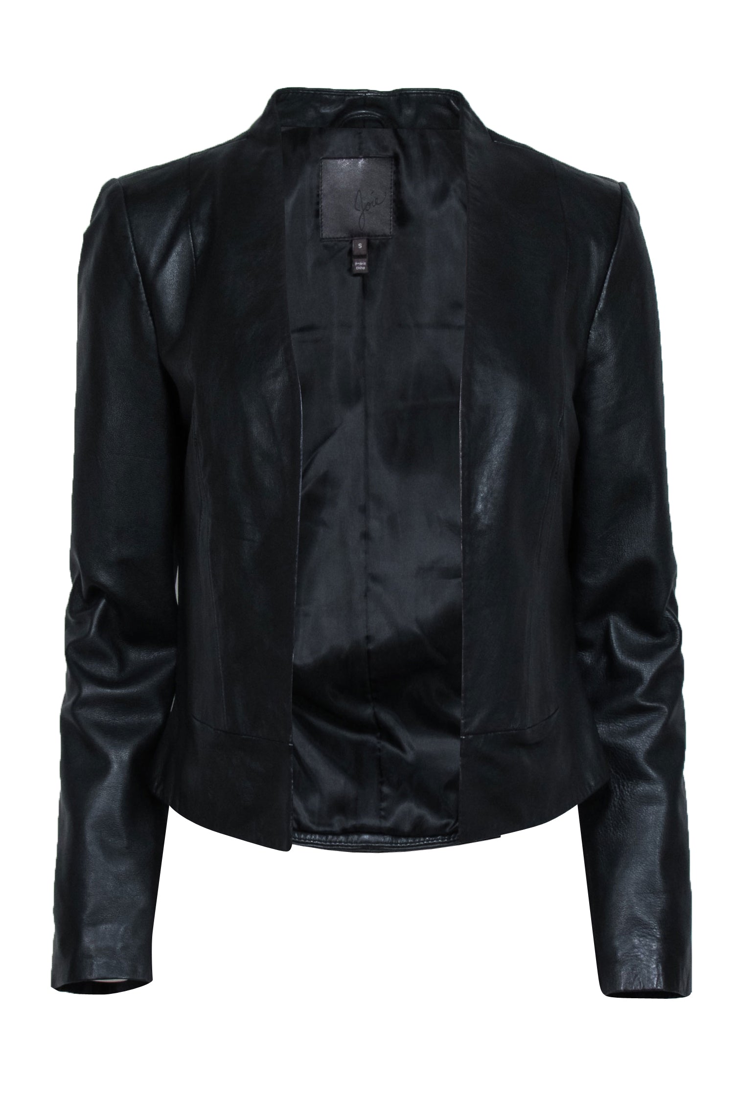 Joie 'Venette Regal' Black Leather Open Front Jacket - Size S