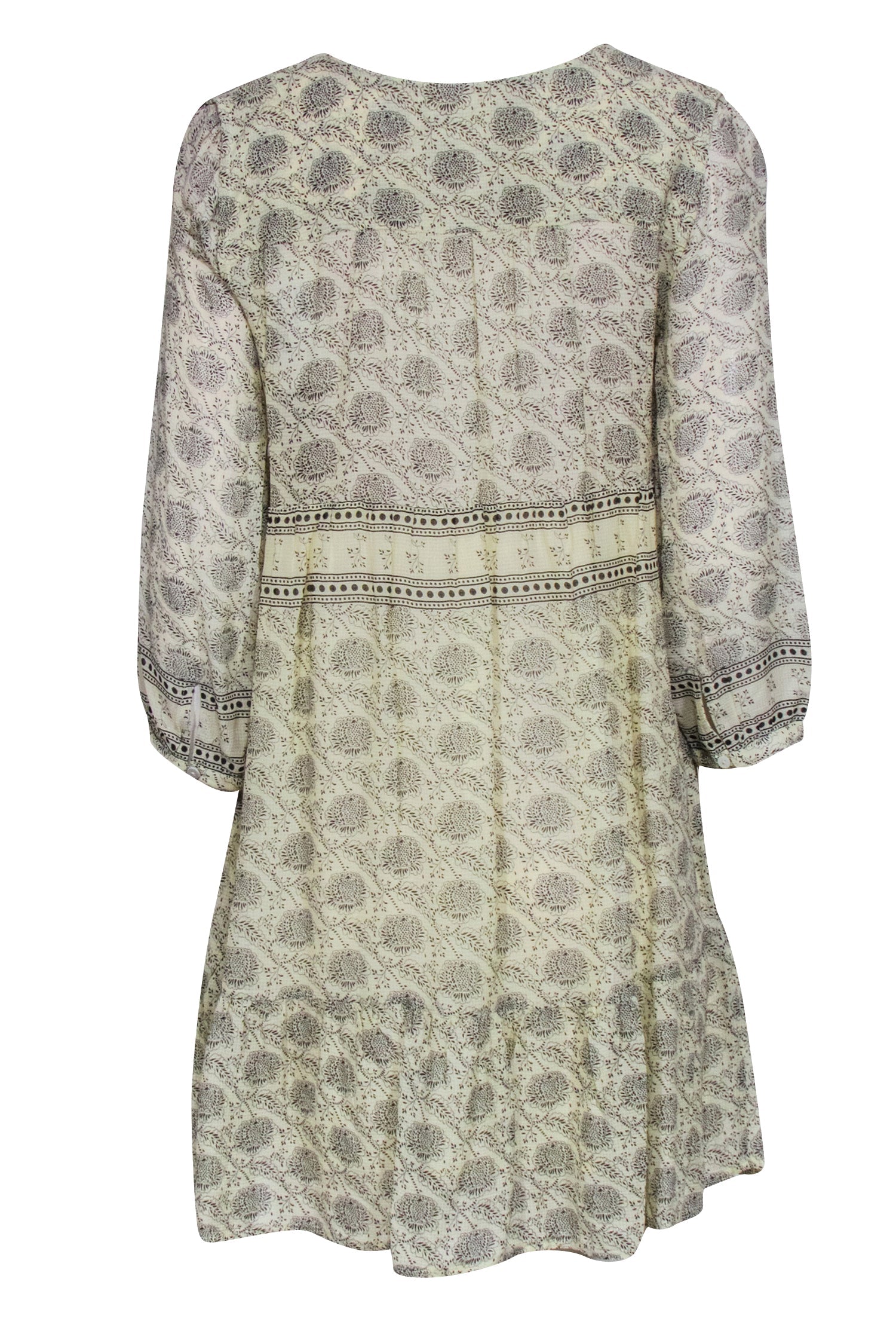 Ba&sh - Enchanting Cream Tunic Dress with Black Paisley Print, Size S