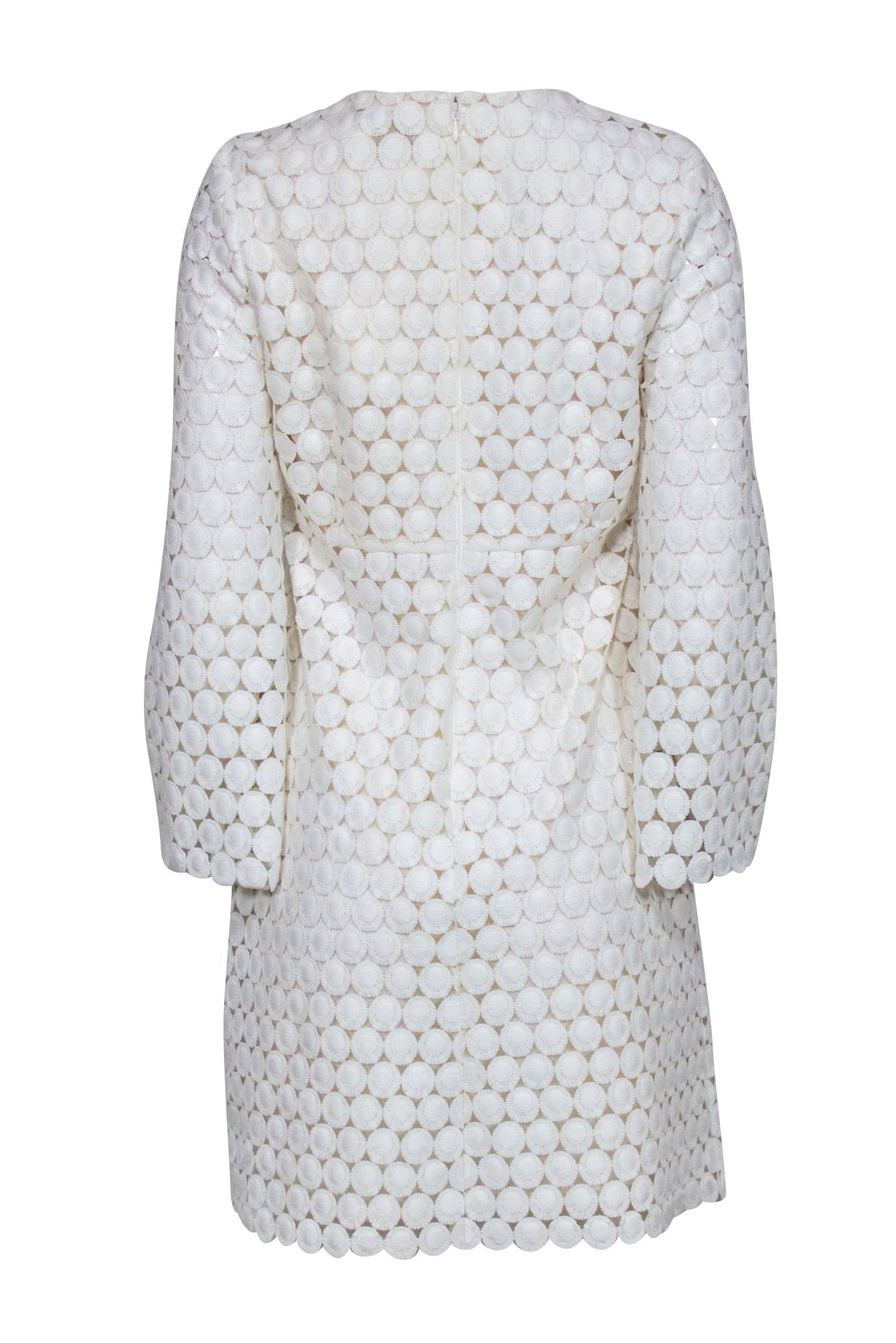 Zimmermann Cream Circle Lace Bell - Sleeve Shift Dress - Size 1