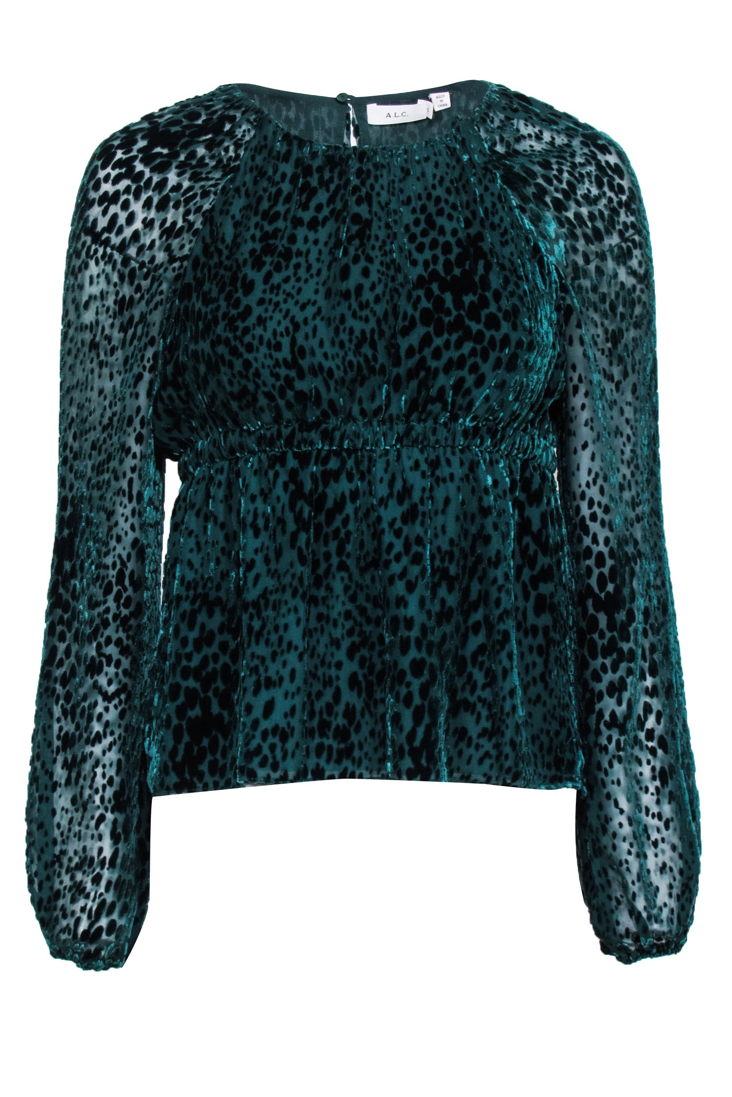 A.L.C. - Stunning Green Leopard Print Velour Burn Out Top in Size 0