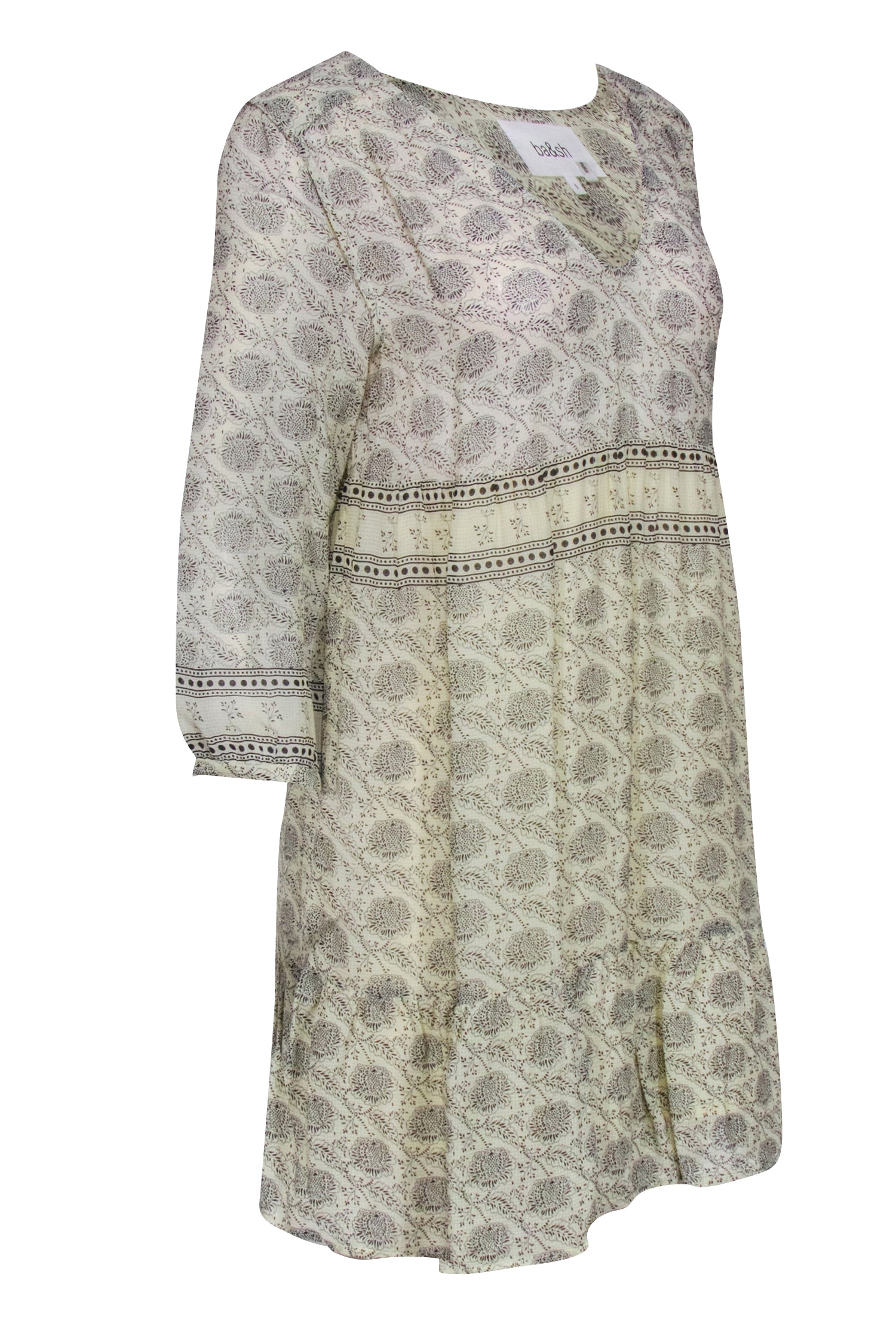Ba&sh - Enchanting Cream Tunic Dress with Black Paisley Print, Size S