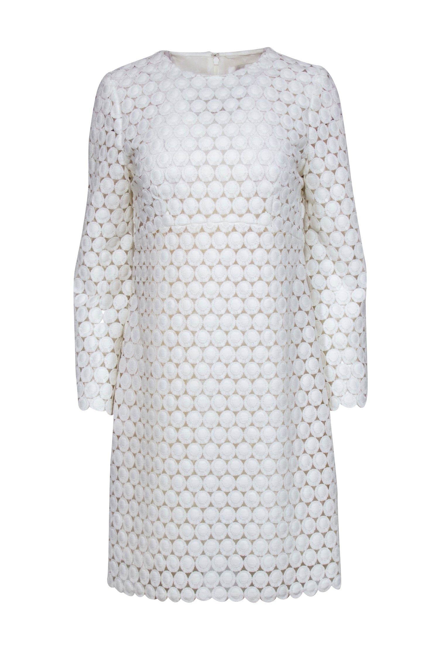 Zimmermann Cream Circle Lace Bell - Sleeve Shift Dress - Size 1