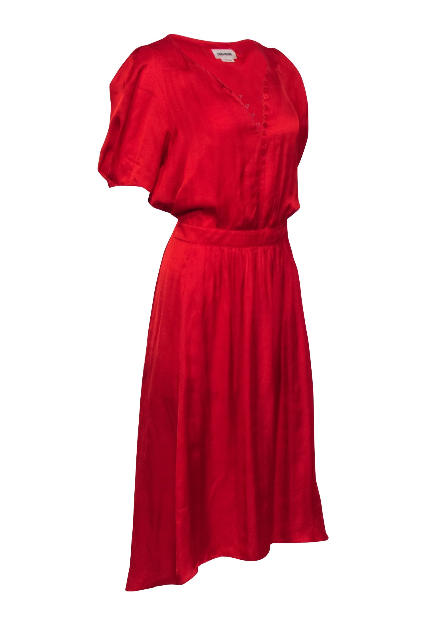 Zadig & Voltaire Stunning Red Satin High Low Maxi Dress - Size L