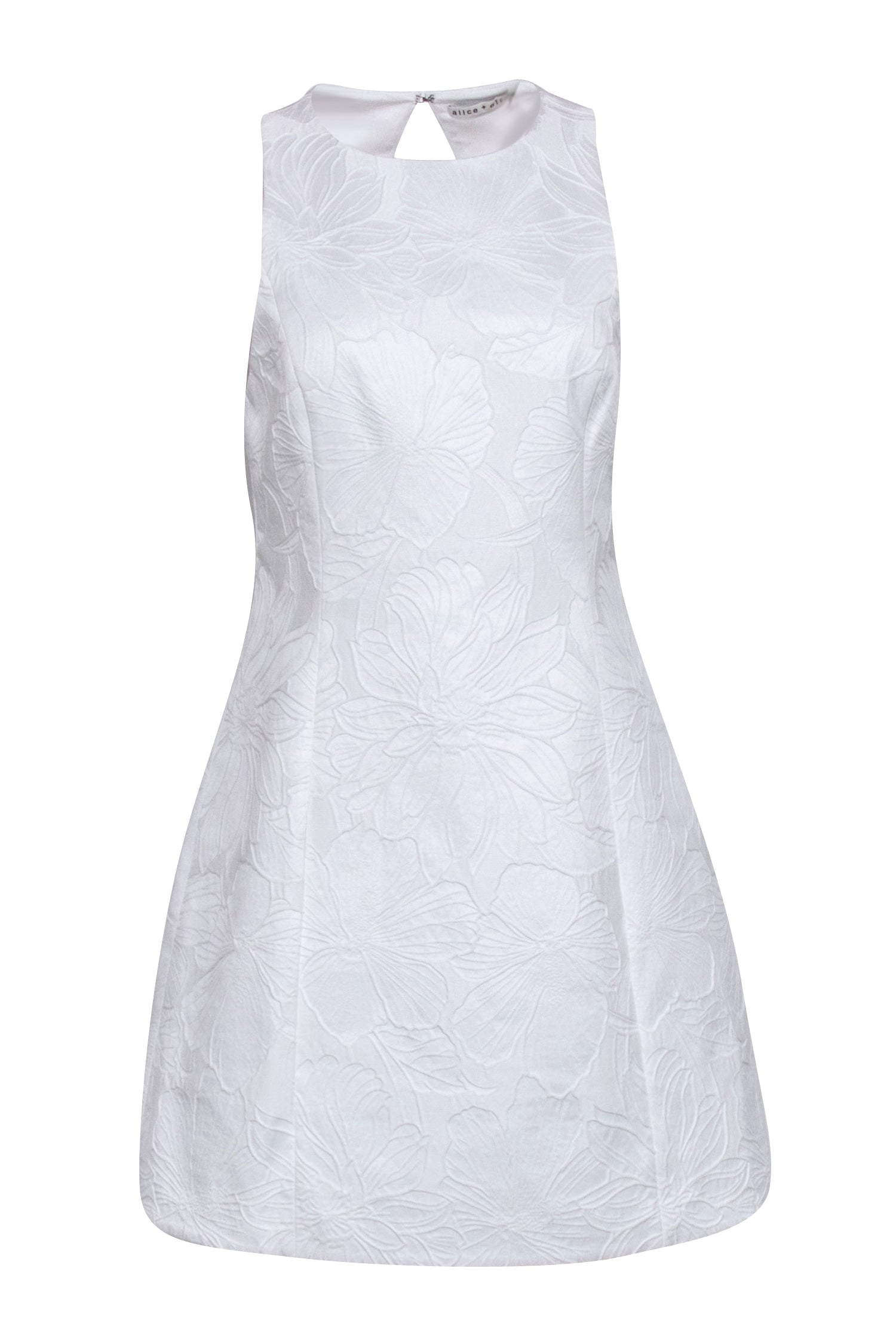 Alice & Olivia - Stunning White Floral Embossed Brocade Sleeveless Wedding Dress Size 10