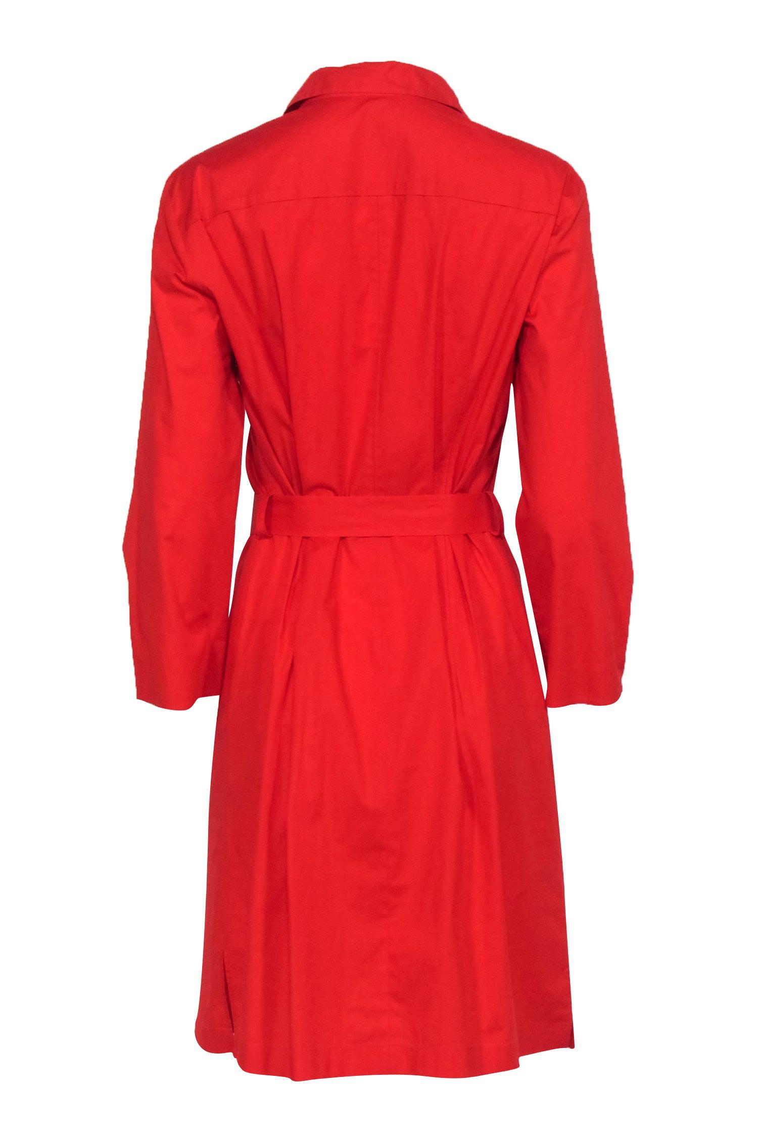 Hugo Boss - Red Hot Crop Sleeve Belted Shirt Dress in Size 10