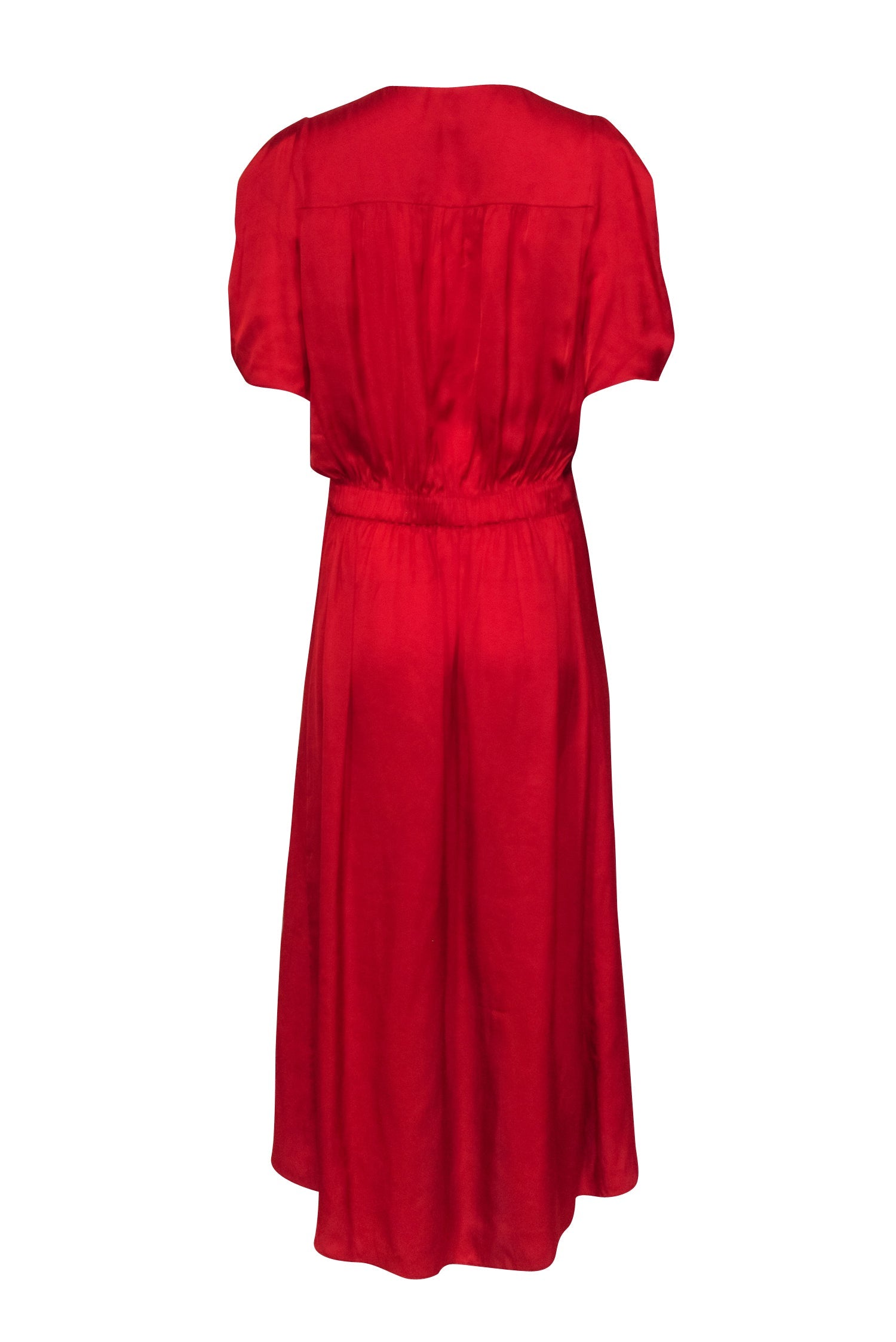 Zadig & Voltaire Stunning Red Satin High Low Maxi Dress - Size L