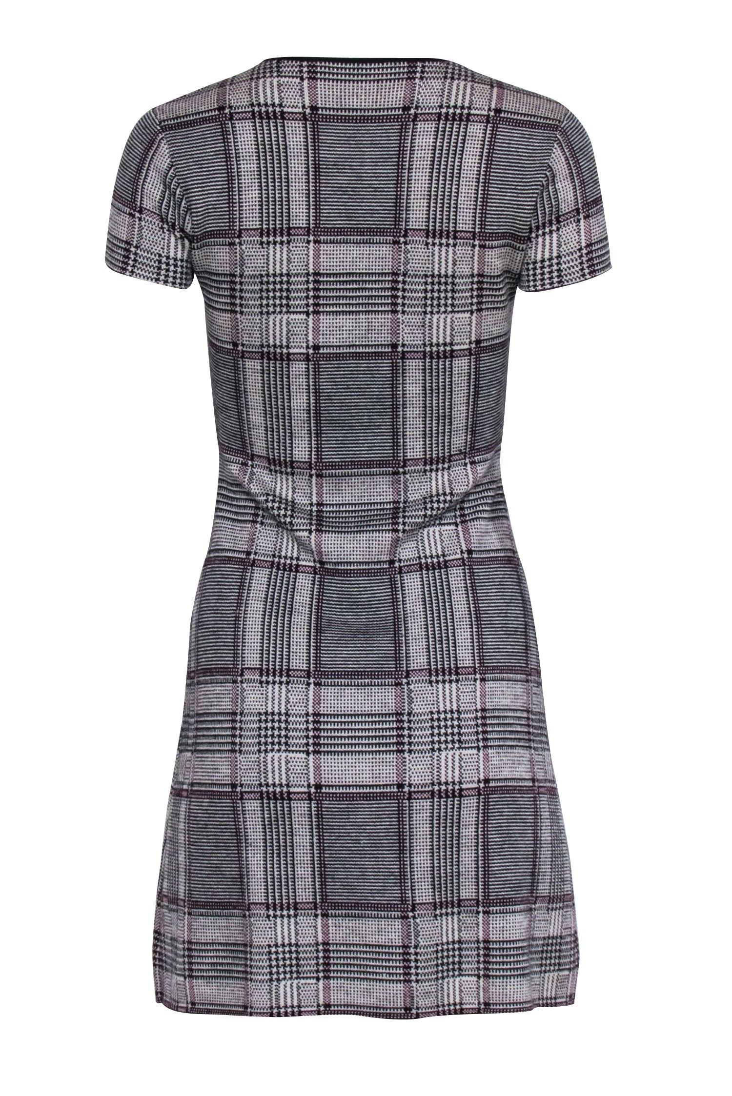 Theory Grey Plaid Mini Short Sleeve Dress - Size S: A Must - Have Fashion Piece