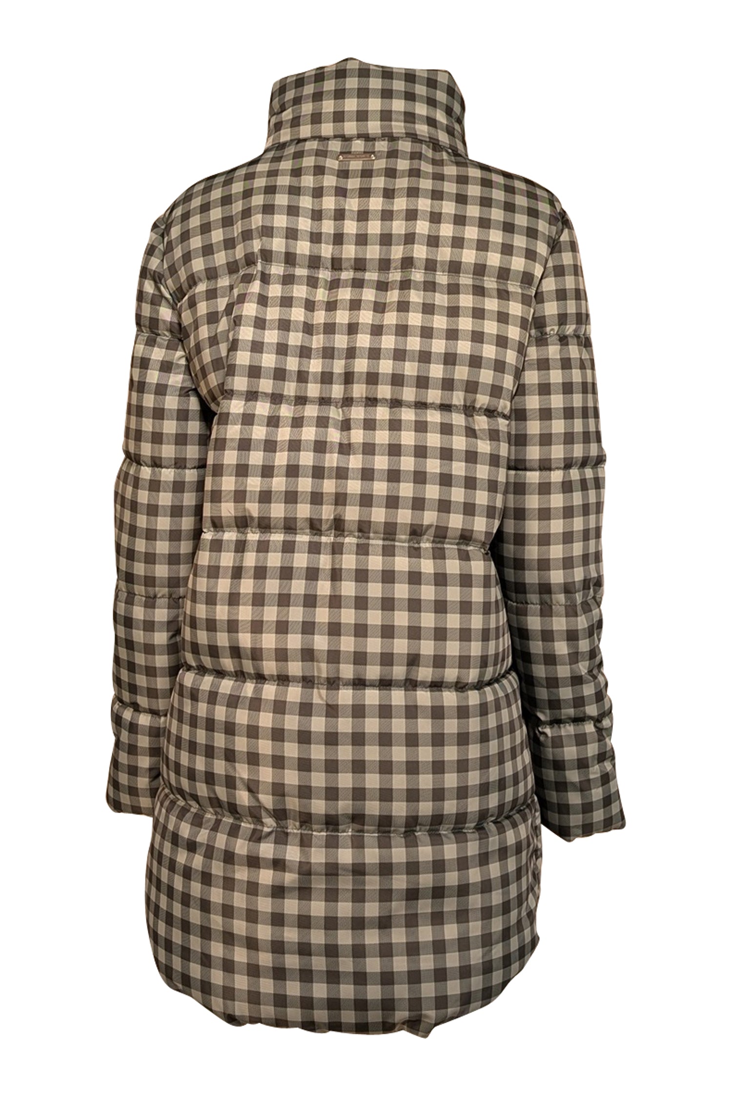 Rebecca Minkoff - Charming Mint & Dark Green Gingham Print Puffer Coat, Size S