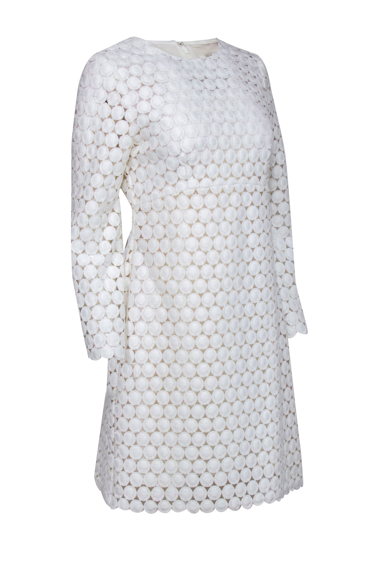 Zimmermann Cream Circle Lace Bell - Sleeve Shift Dress - Size 1