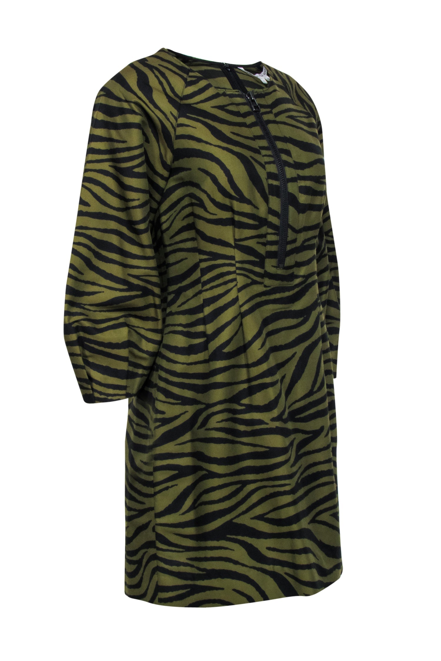 Veronica Beard - Stunning Green & Black Zebra Print Zipper Front Dress Size 8